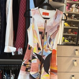 Clover Canyon Asymmetrical Dress in Multicolor Abstract